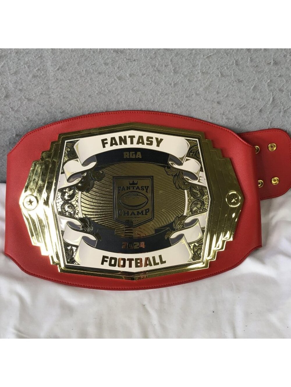 Fantasy Football Champion Belt One Size Red Gold White TrophySmack 2024